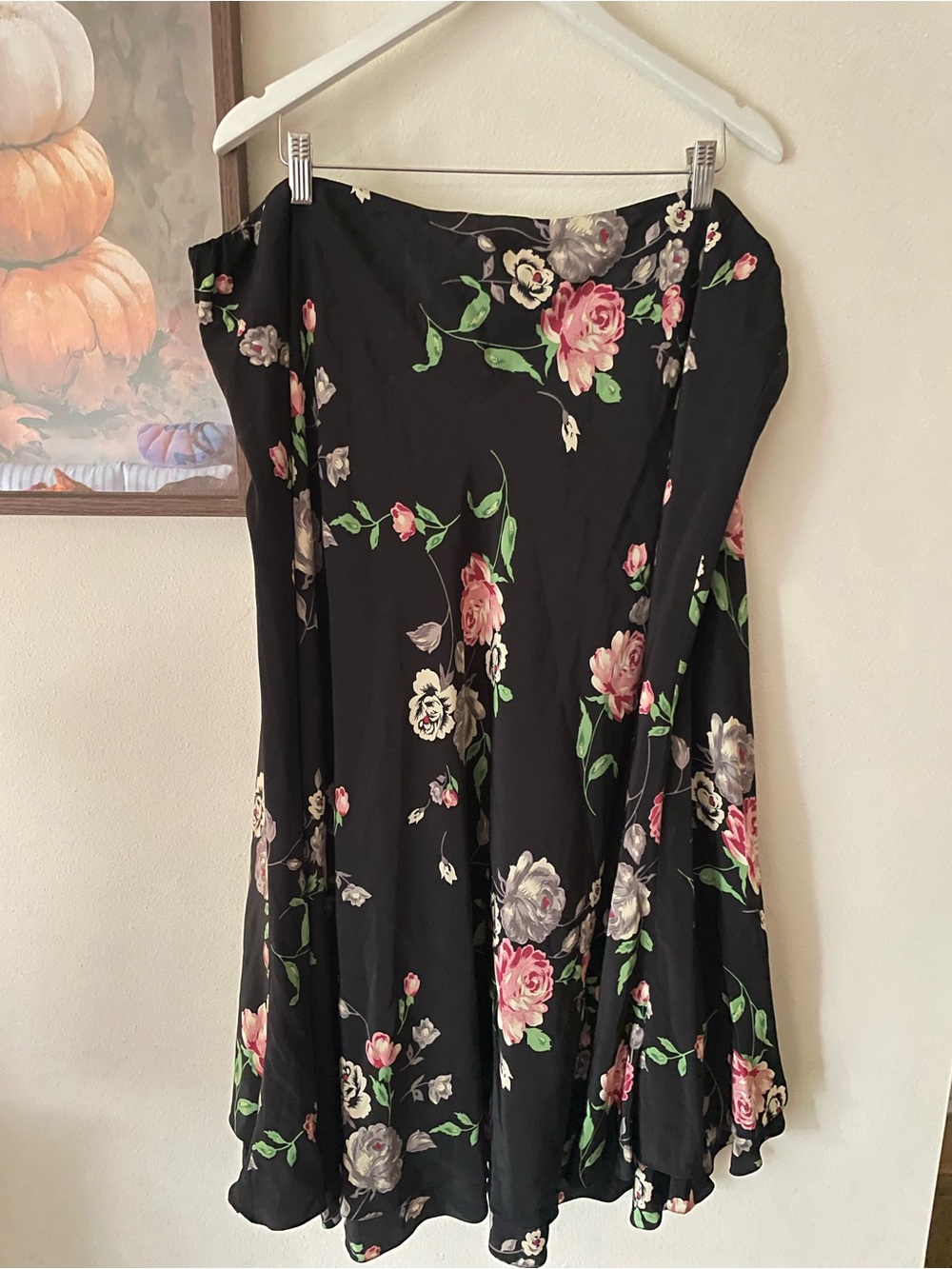 Lauren Ralph Lauren 90s Y2K Vintage 100% Silk Floral Maxi Skirt Plus Size 20W - Picture 3 of 3